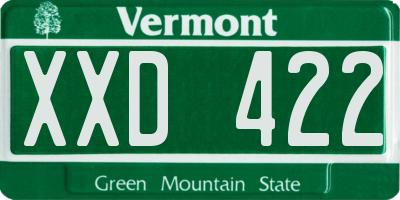 VT license plate XXD422