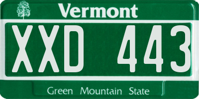 VT license plate XXD443