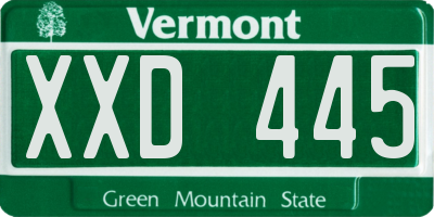 VT license plate XXD445