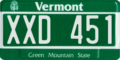 VT license plate XXD451
