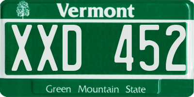 VT license plate XXD452