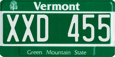 VT license plate XXD455
