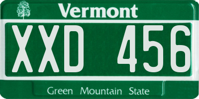VT license plate XXD456