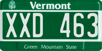 VT license plate XXD463
