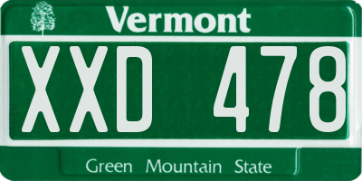 VT license plate XXD478