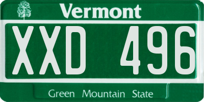VT license plate XXD496