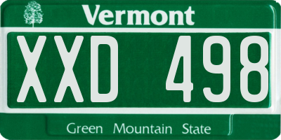 VT license plate XXD498