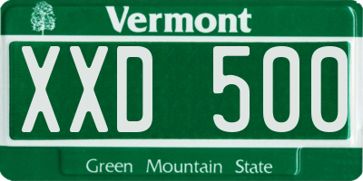 VT license plate XXD500