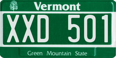 VT license plate XXD501
