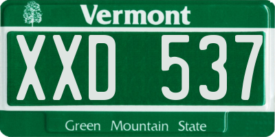 VT license plate XXD537
