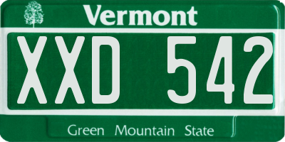 VT license plate XXD542