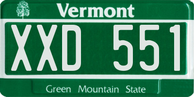 VT license plate XXD551