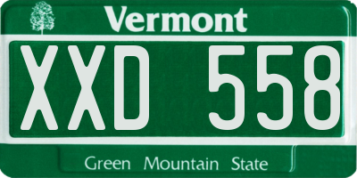 VT license plate XXD558