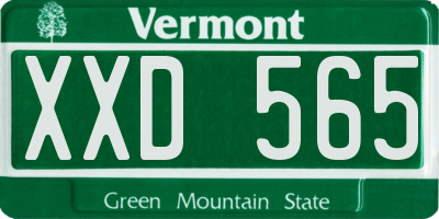 VT license plate XXD565