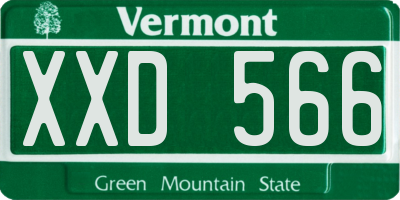 VT license plate XXD566