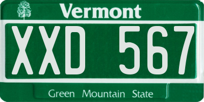 VT license plate XXD567