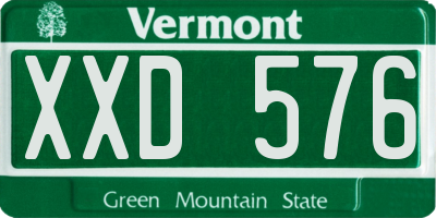 VT license plate XXD576