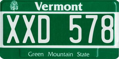 VT license plate XXD578