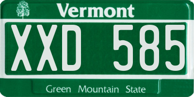 VT license plate XXD585