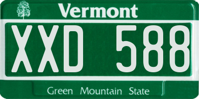 VT license plate XXD588