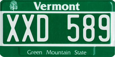VT license plate XXD589