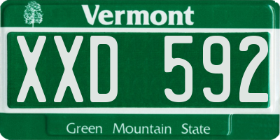 VT license plate XXD592