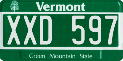 VT license plate XXD597