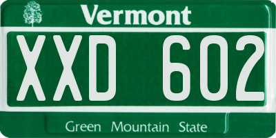 VT license plate XXD602