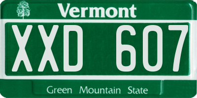 VT license plate XXD607