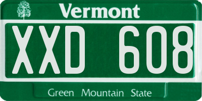 VT license plate XXD608
