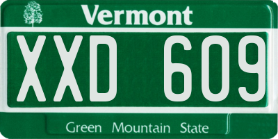 VT license plate XXD609