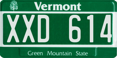 VT license plate XXD614