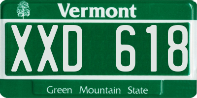 VT license plate XXD618