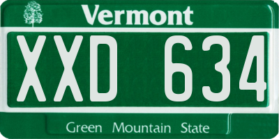 VT license plate XXD634