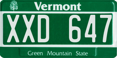 VT license plate XXD647