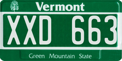 VT license plate XXD663