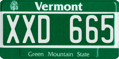 VT license plate XXD665