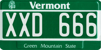 VT license plate XXD666
