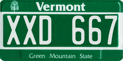 VT license plate XXD667