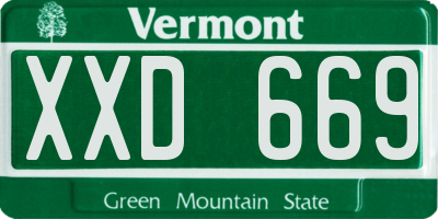 VT license plate XXD669