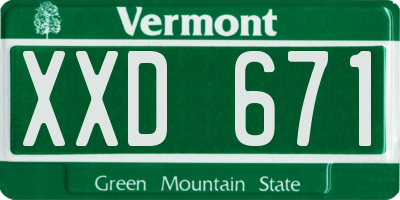 VT license plate XXD671