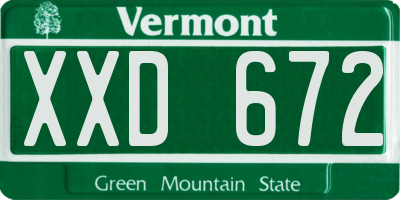 VT license plate XXD672
