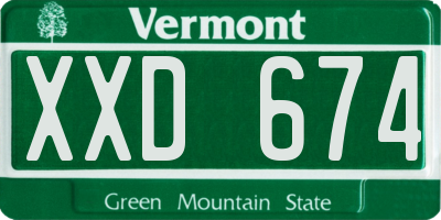 VT license plate XXD674