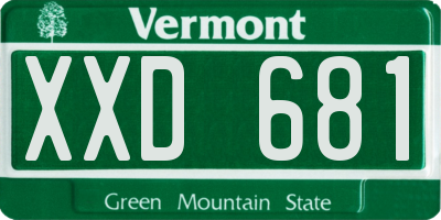 VT license plate XXD681