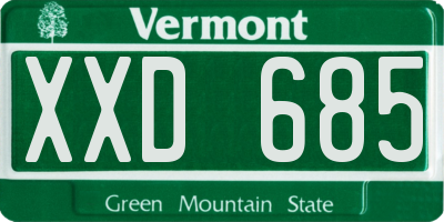 VT license plate XXD685
