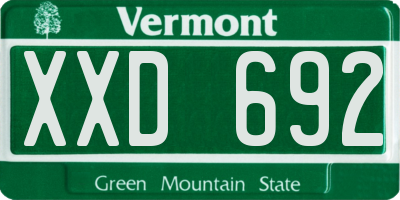 VT license plate XXD692