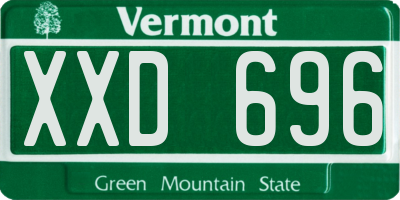 VT license plate XXD696
