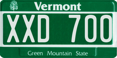 VT license plate XXD700