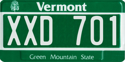 VT license plate XXD701