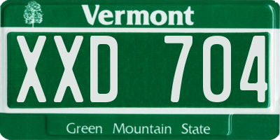 VT license plate XXD704